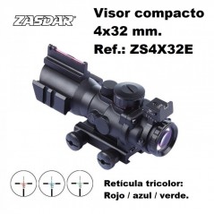 VISOR COMPACTO 4X32 XASDAR RETICULA DE 3 COLORES